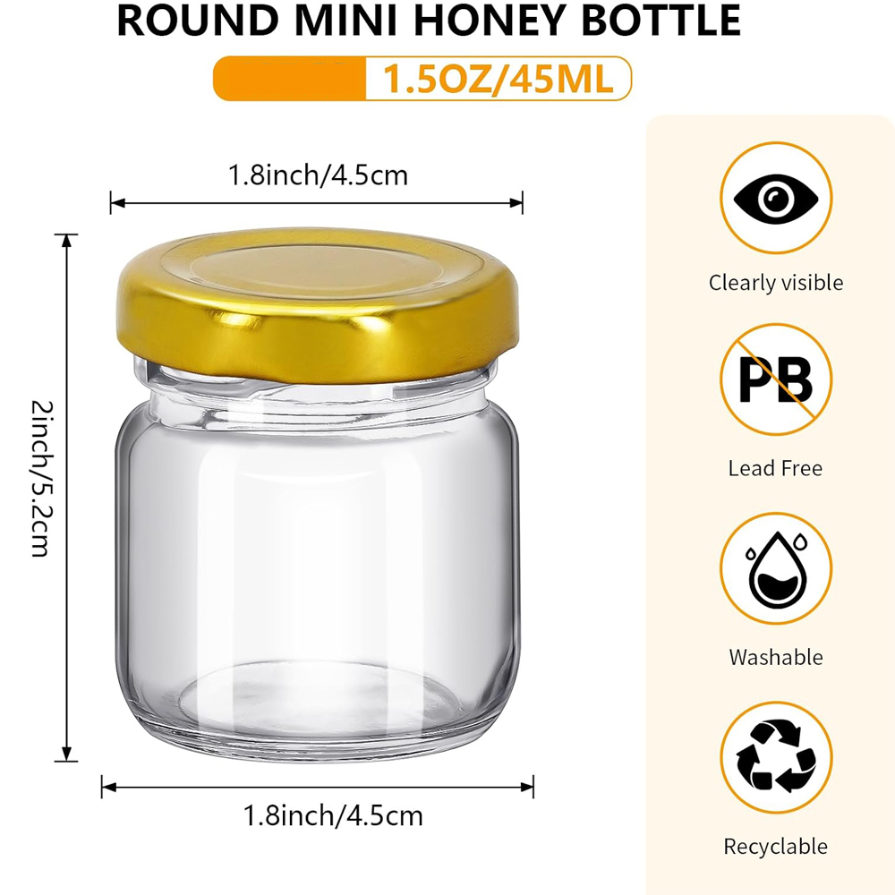 1.5 oz Round Mini Clear Honey  - огляд і ціна Baby Food Jars With Lids